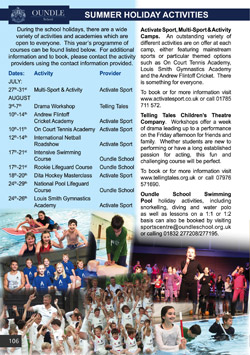Oundle School Summer Holiday Events